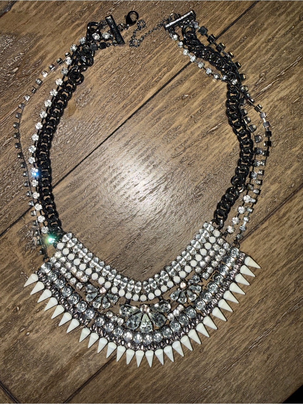 BaubleBar Statement Crystal & White Spike Collar Necklace - Women Jewelry